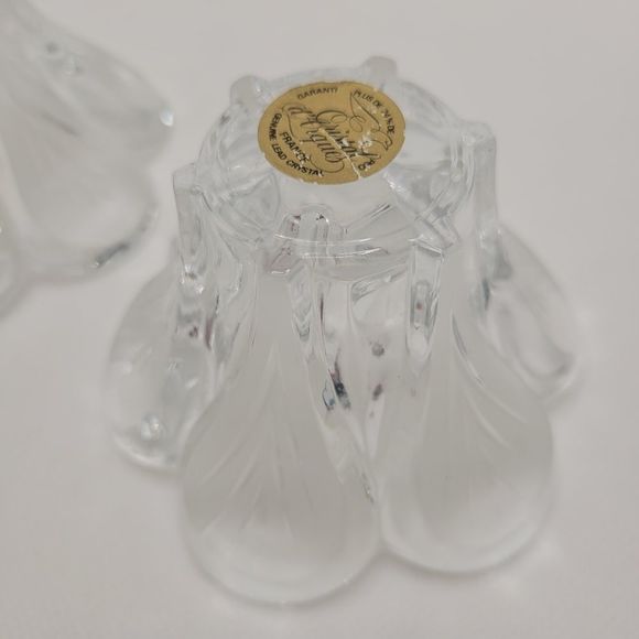 Genuine Lead Crystal d'Arques France Daisy Candlestick Holder Tapers  Set of 2 - Picture 5 of 14